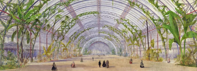Projekt wnętrz kryształowego pałacu w parku Saint-Cloud, ok. 1860-62 (kredka, ołówek i wc na papierze)
